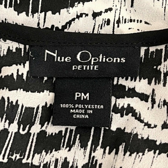 Nue Options Blouse Top Animal Print Black White Semi Sheer Size PM - Picture 5 of 9